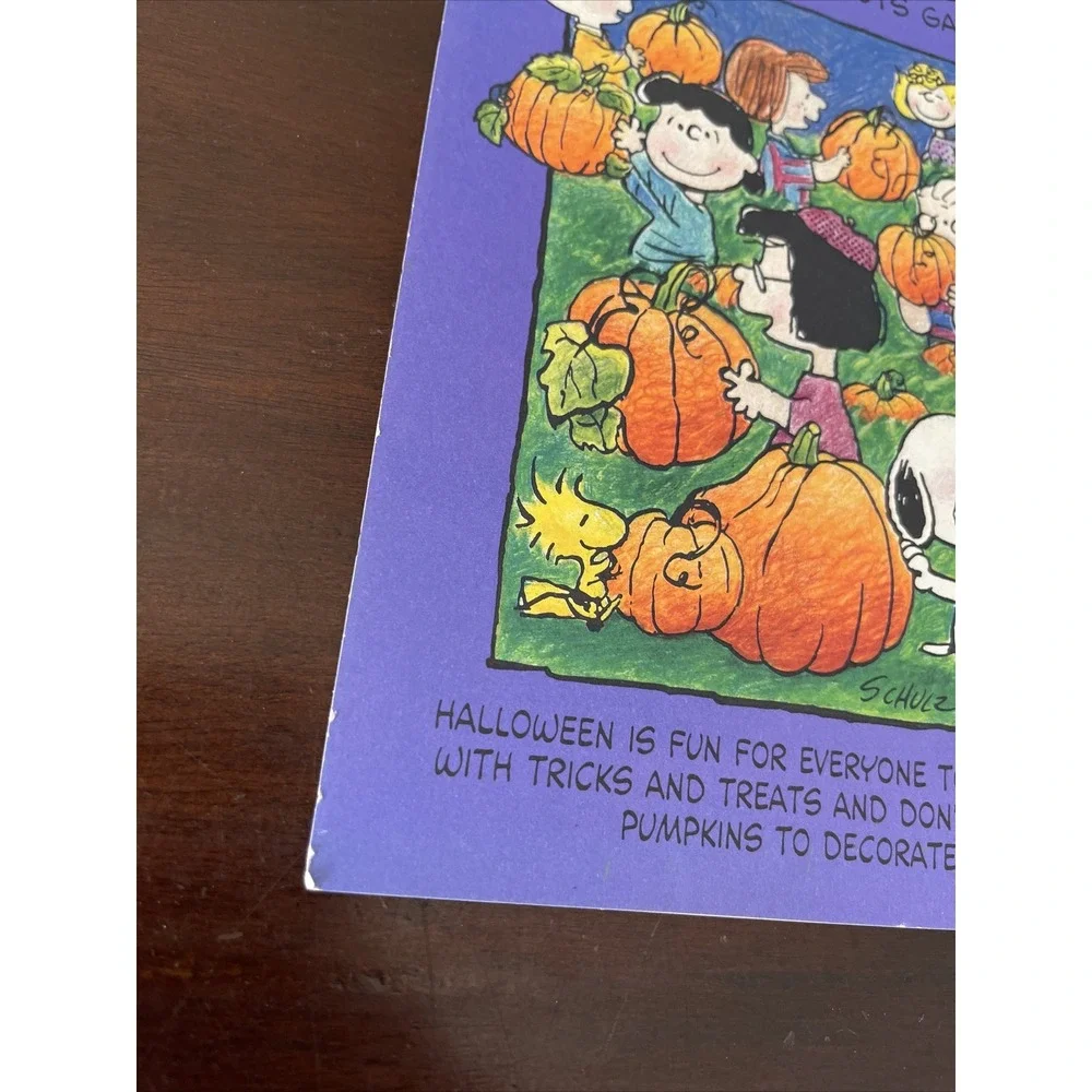 Vintage Hallmark Peanuts Halloween Greeting Card Folding Pumpkin Patch‎ Unused